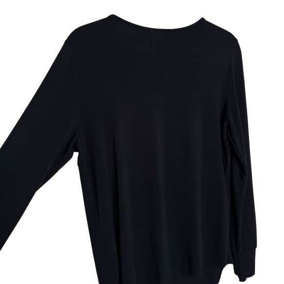 Betabrand Black Long-Sleeve Drape Front Top, M - Picture 4 of 9